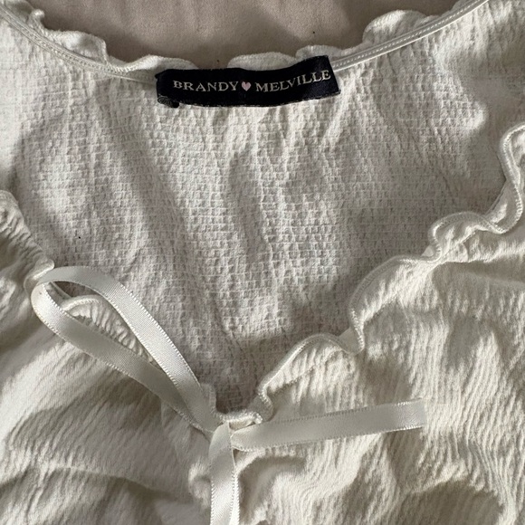 Brandy Melville Cream Ruffled Blouse - Picture 2 of 4
